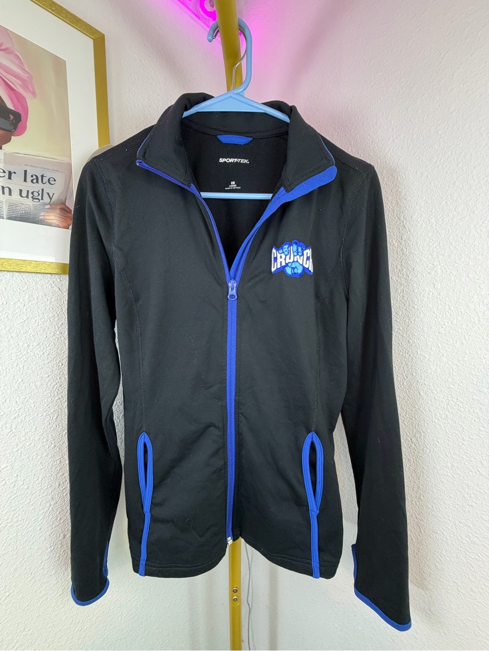 Crunch XS Sport-Tek Black and Royal Blue Zip Jacket